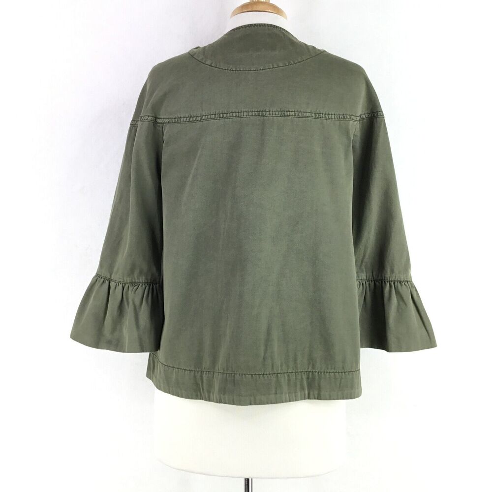Sanctuary Women Scout Trapeze Jacket sz S Full Zip Ruffle Sleeve Army Green $139 - Picture 8 of 12